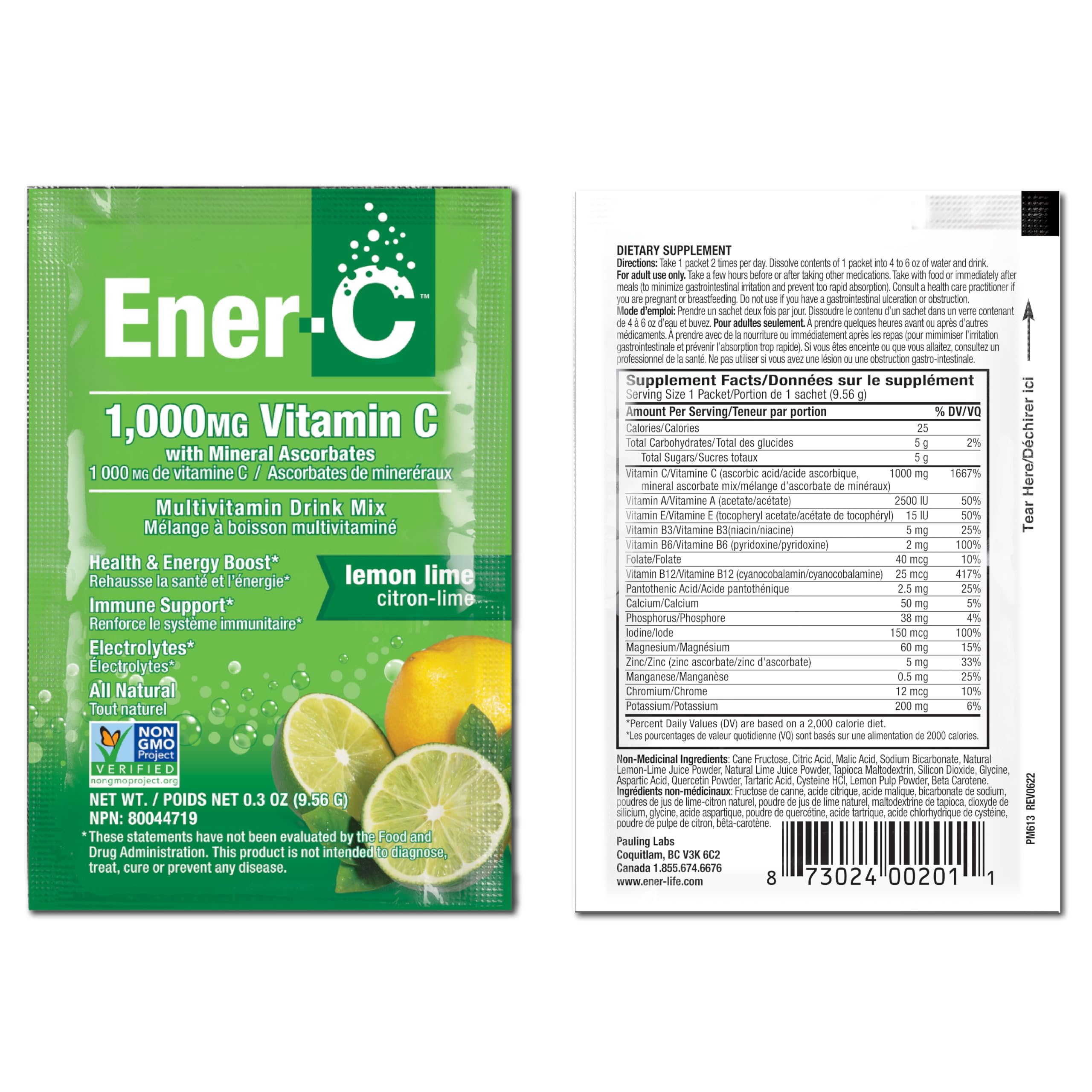 Ener-C immune support flavor profile with vitamin C emphasis