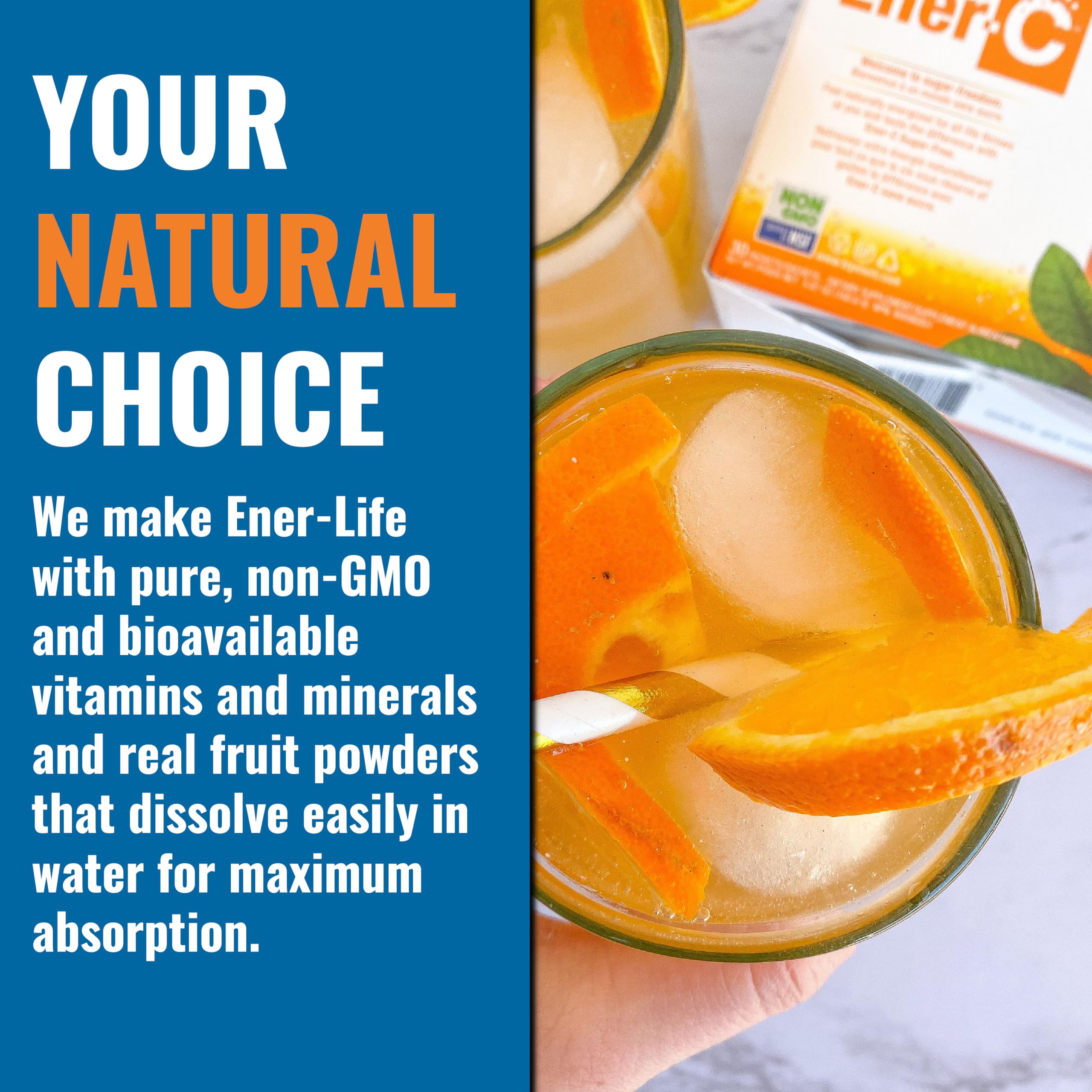 Ener-C morning hydration ritual with orange flavor in a glass