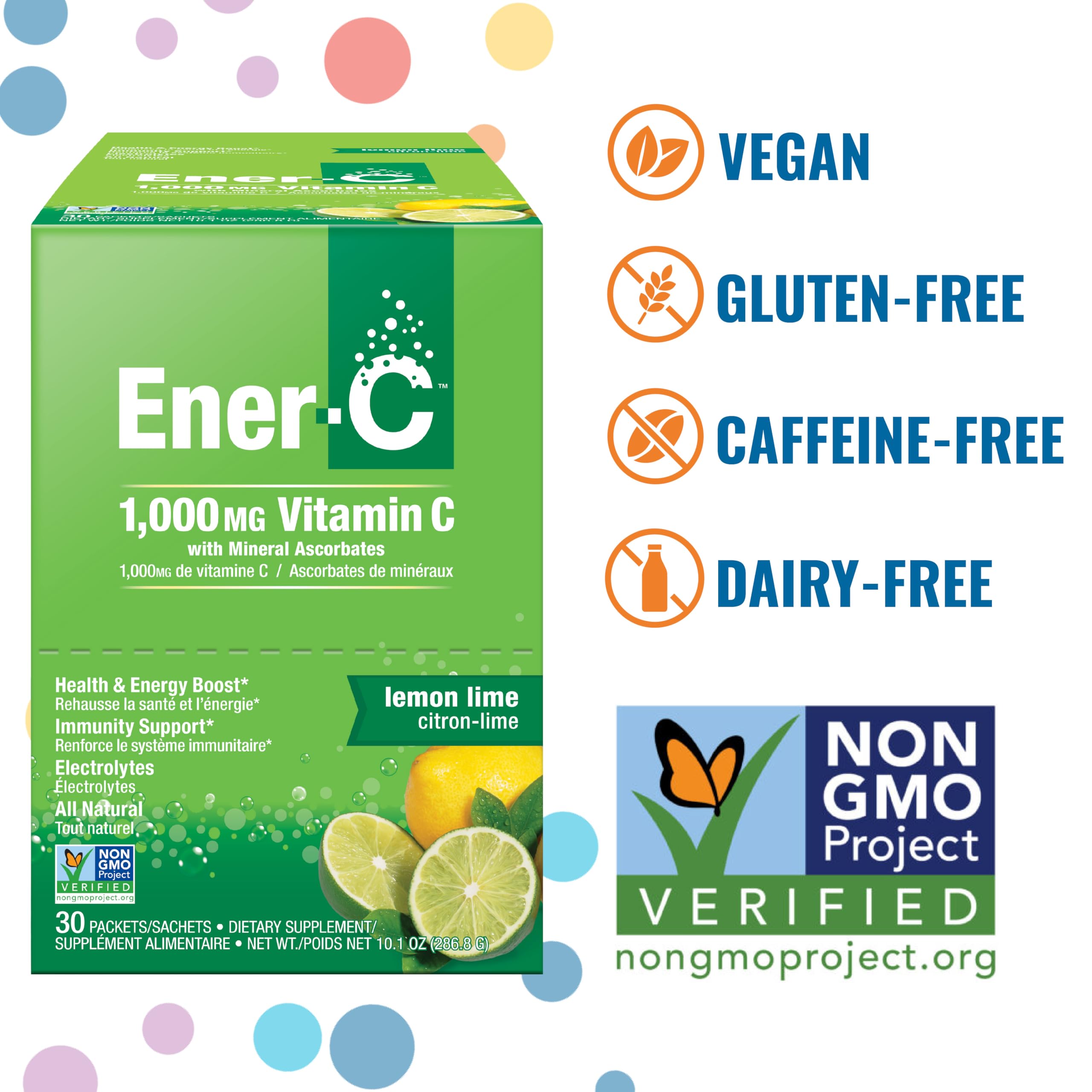 Ener-C packets being poured into water for a refreshing vitamin boost