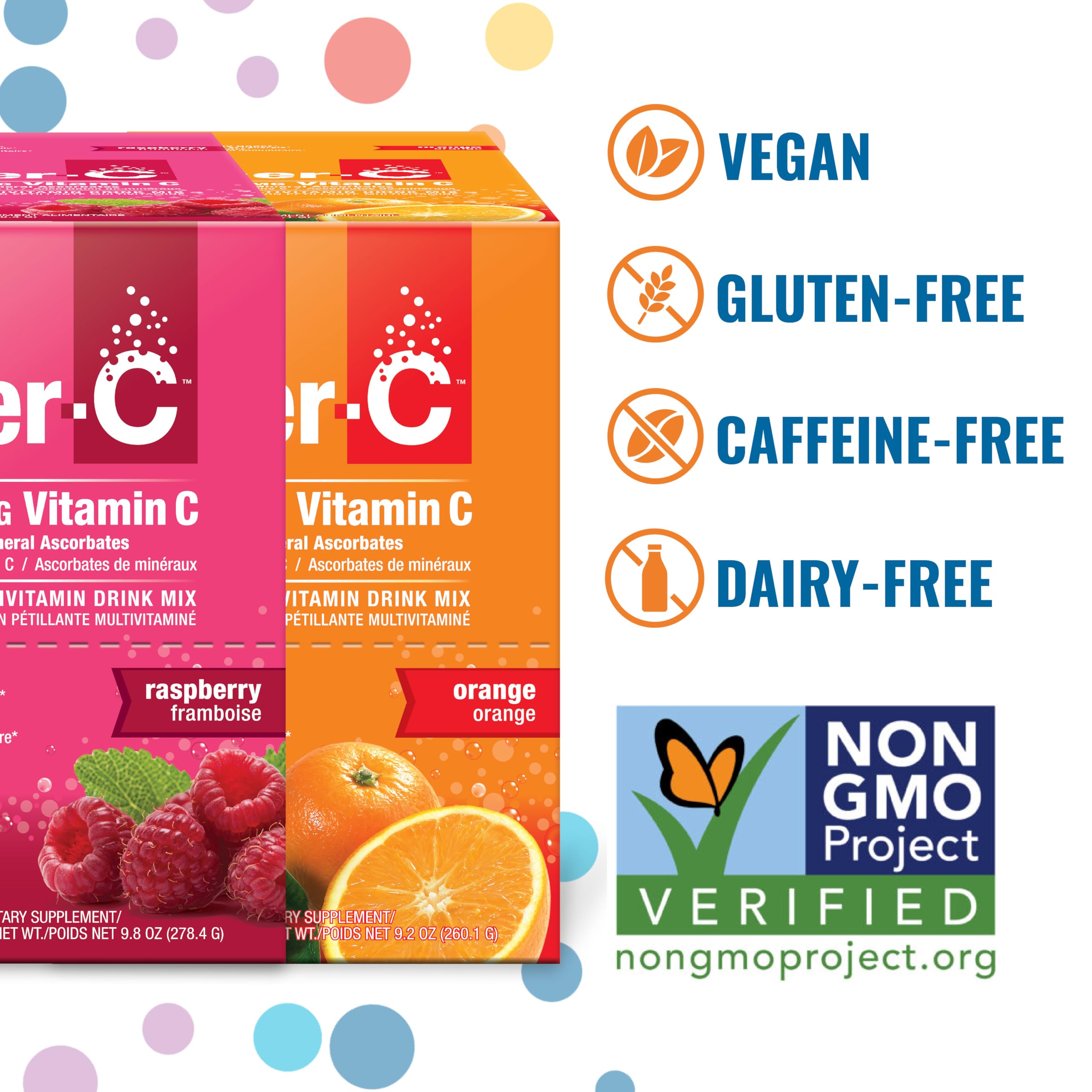 Ener-C packets poured into water for quick vitamin boost.