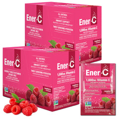 Ener-C raspberry drink mix packet ready for quick hydration boost.
