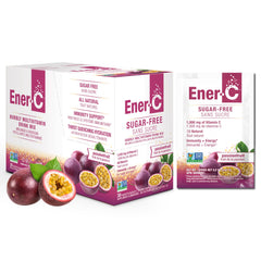 Ener-C sugar-free energy passion fruit sachet dissolving in water for hydration