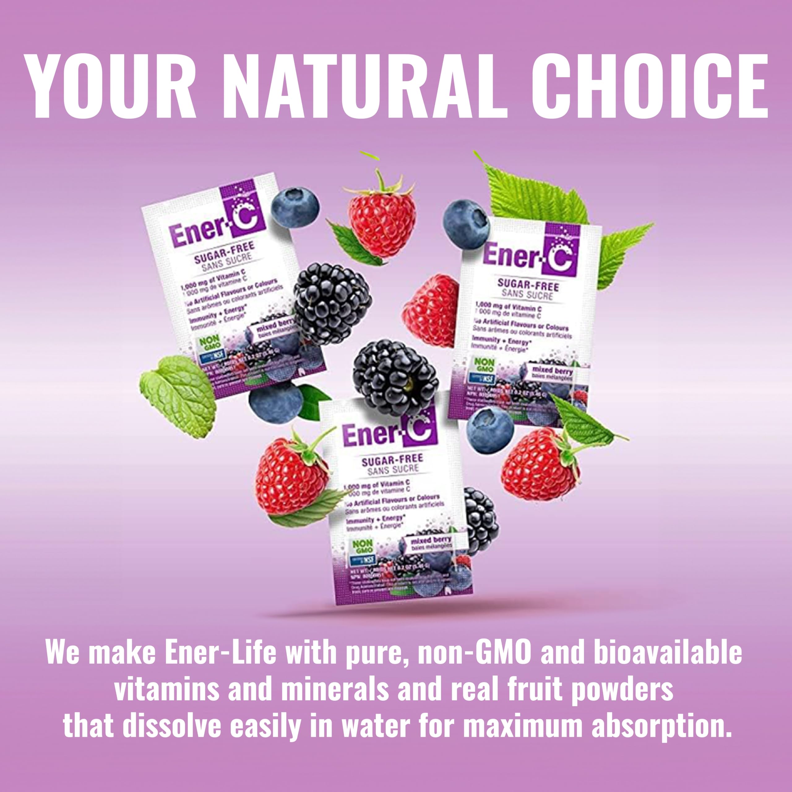 Ener-C vegan gluten-free badge on packaging signals suitable for diverse diets