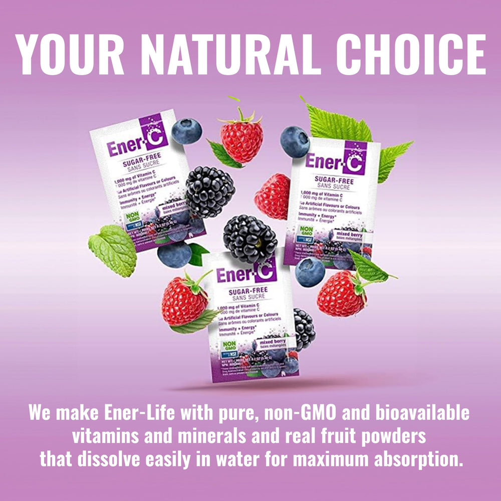 Ener-C vegan gluten-free badge on packaging signals suitable for diverse diets