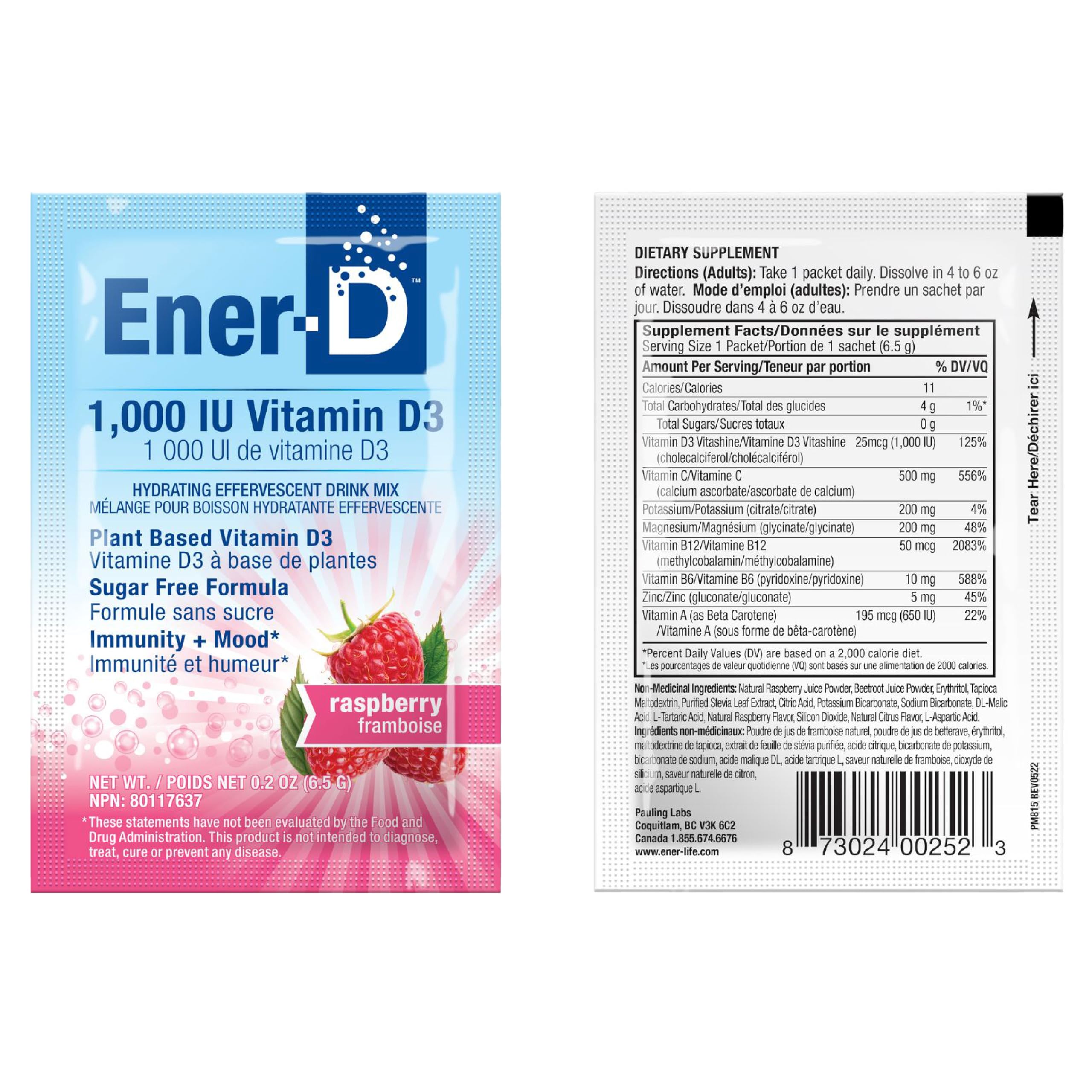 Ener-D ingredient list zoom highlights minerals and vitamins