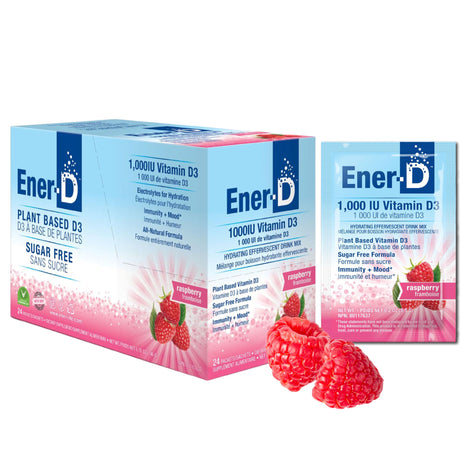 Ener-D raspberry flavor packet ready to mix for hydration