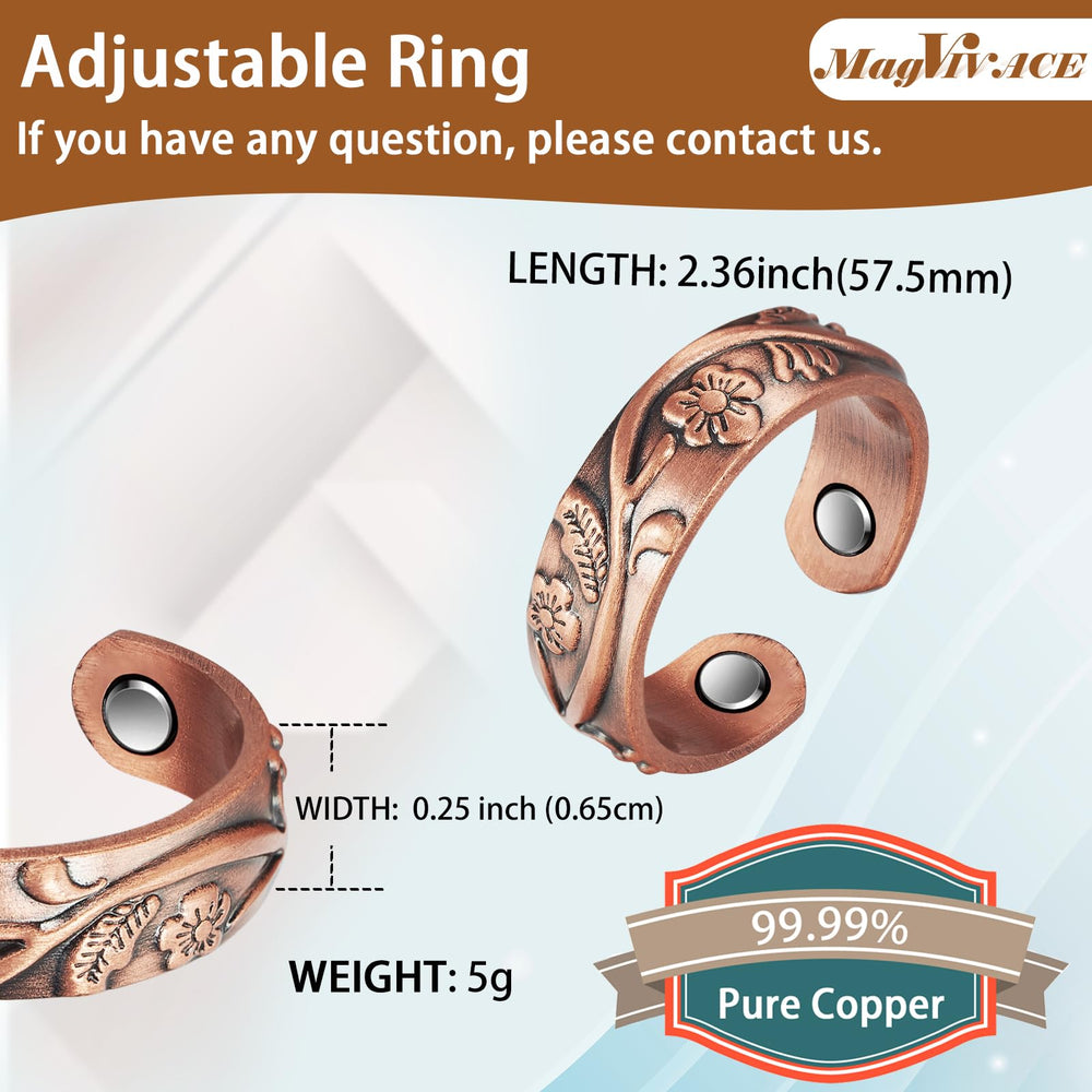 EnerCoppeX adjustable open-design ring showing easy sizing for comfortable all-day wear