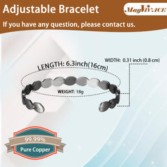 EnerCoppeX copper magnetic bracelet close-up shows magnets and silver finish for daily wear.