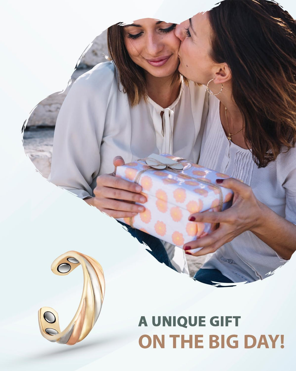 EnerCoppeX ring in an elegant gift pouch, ready for gifting.