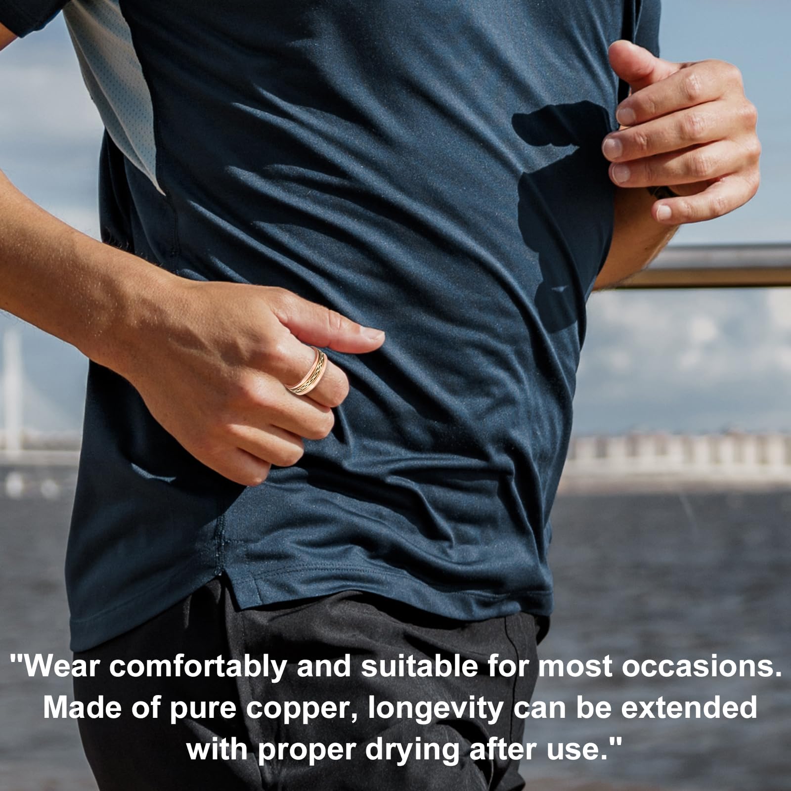 EnerCoppeX Magnetic ring on hand, versatile accessory for daily use.