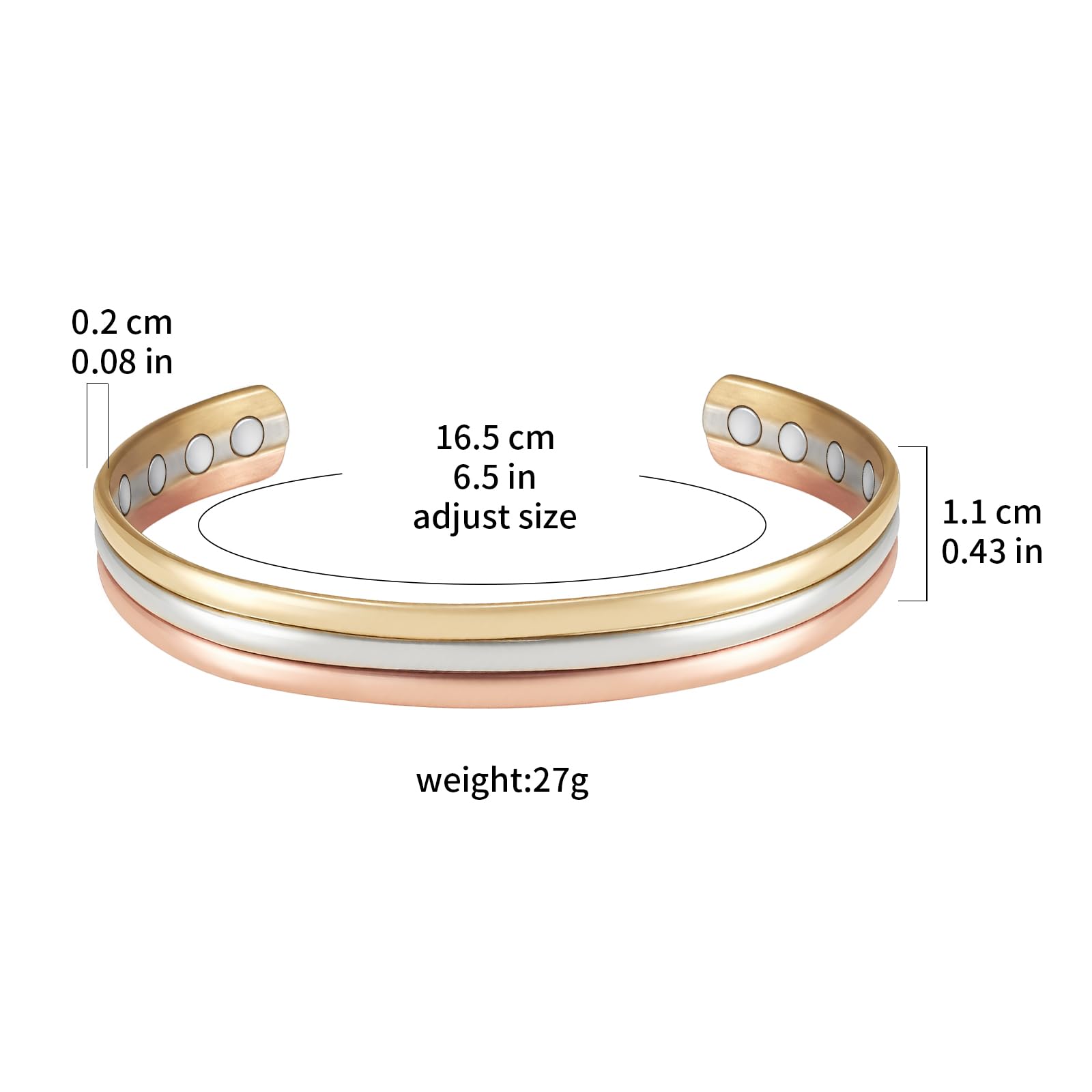EnerCoppeX copper bracelet worn on wrist conveys everyday elegance.
