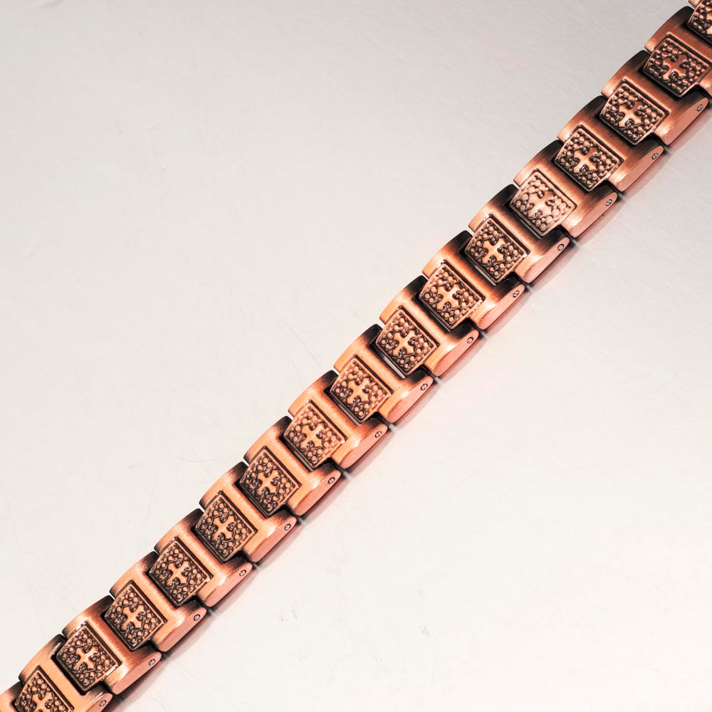 EnerCoppeX stylish mens bracelet on wrist complements casual and formal outfits.