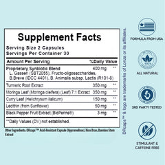 Enerderro Turmeric Curcumin Moringa capsules close-up for joint and menopause support