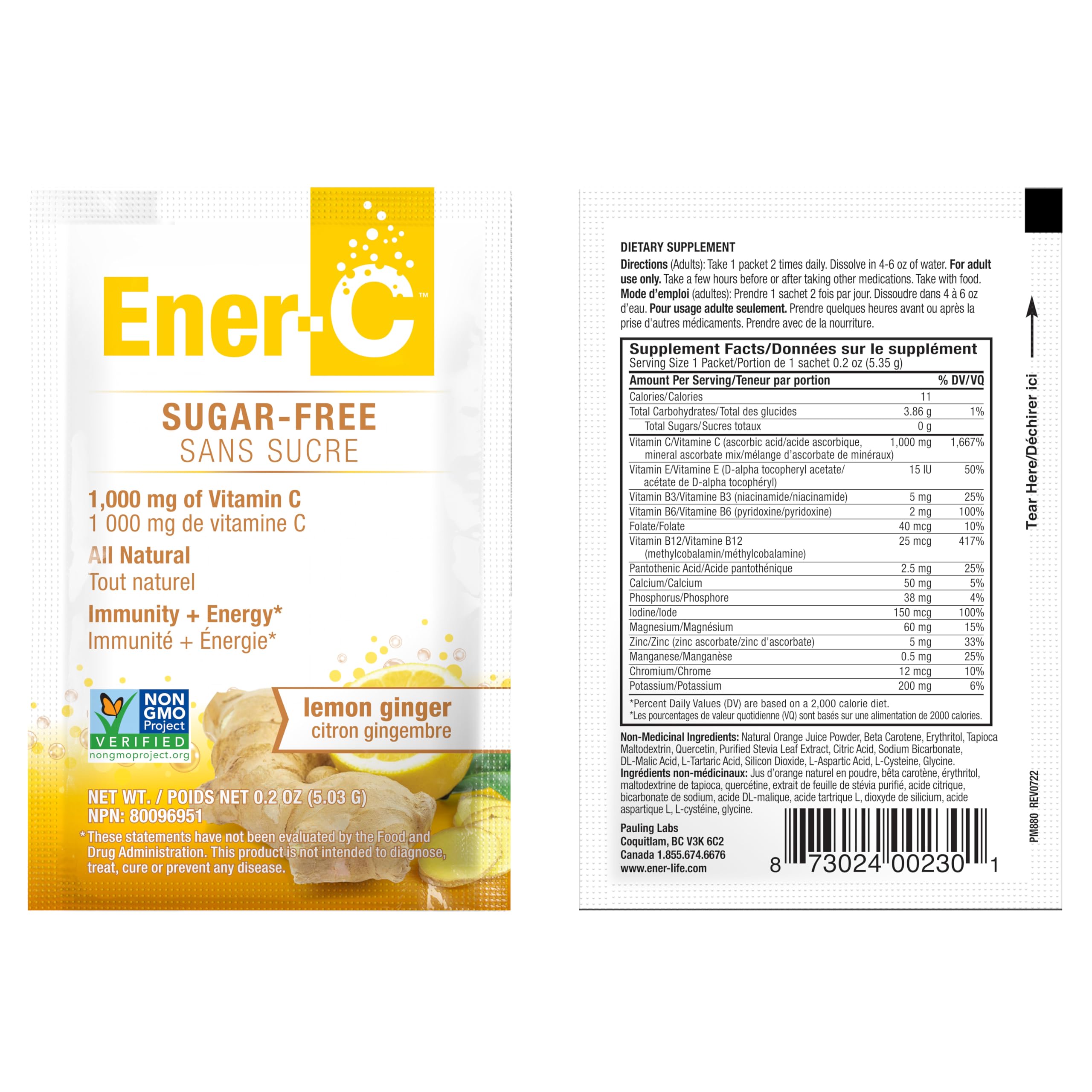 Ener-C zero sugar packaging for calorie-conscious hydration