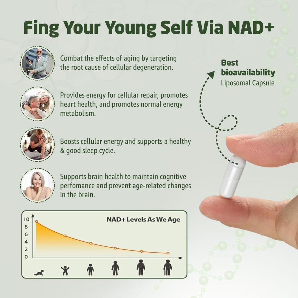 ENERGANCE NAD+ bottle pour image showing simple daily serving and quick intake.
