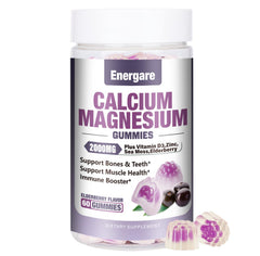 Energare Calcium Magnesium Zinc Gummies bottle close-up for bone and muscle support