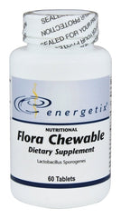 Energetix Flora chewable tablets in bottle for convenient daily use