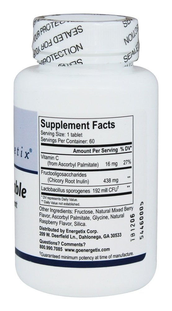 Energetix Flora chewable serving illustration with 1 tablet per serving