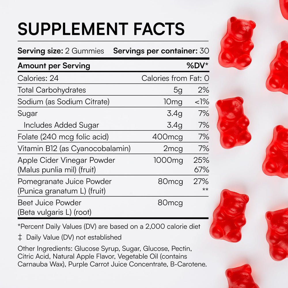 ENERGI Nut ACV Gummies serving portion for easy daily dosing on the go.