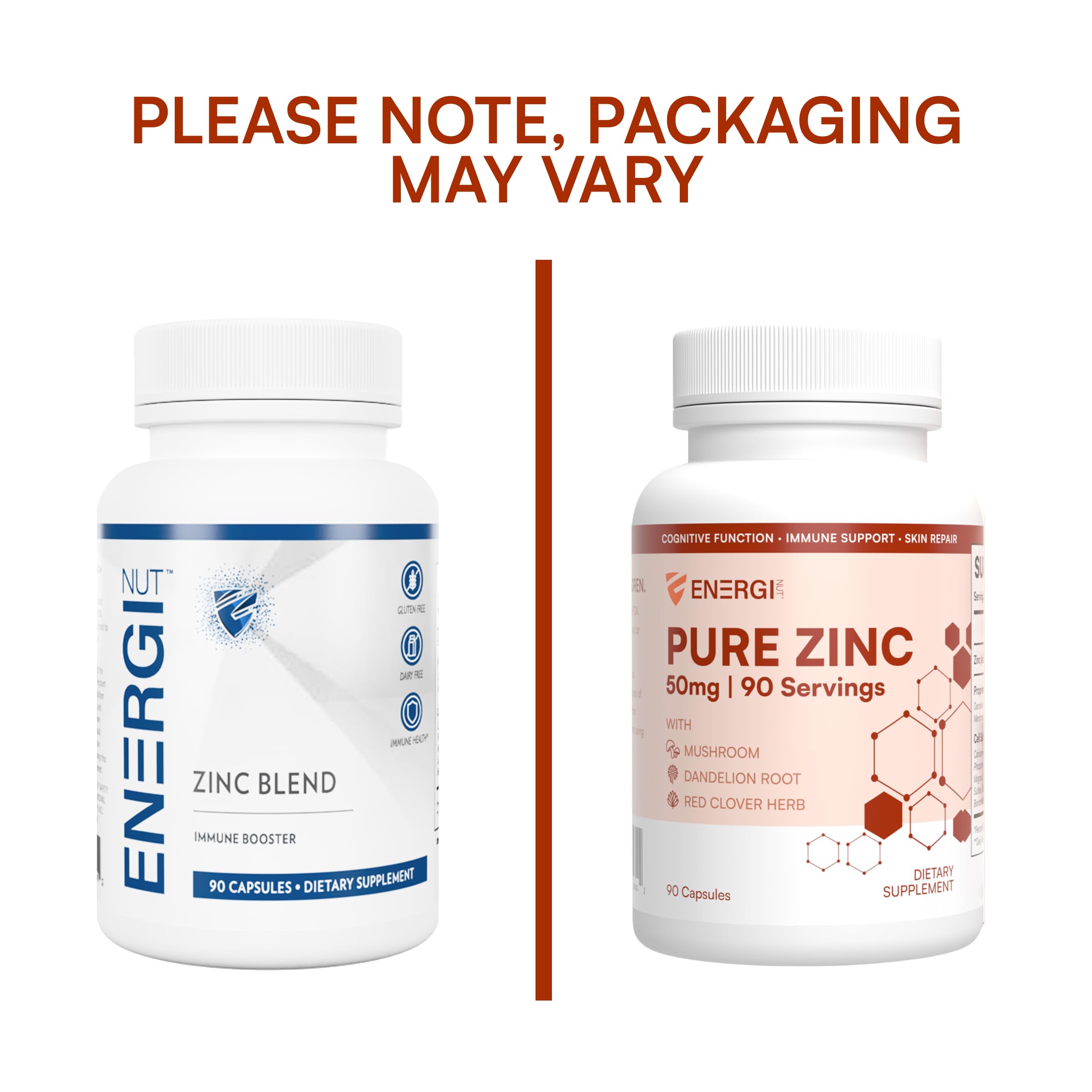 Energi Nut zinc chelate capsules for convenient daily intake.