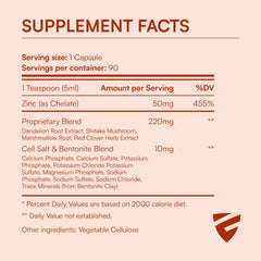 Energi Nut zinc chelate label closeup with ingredients list.