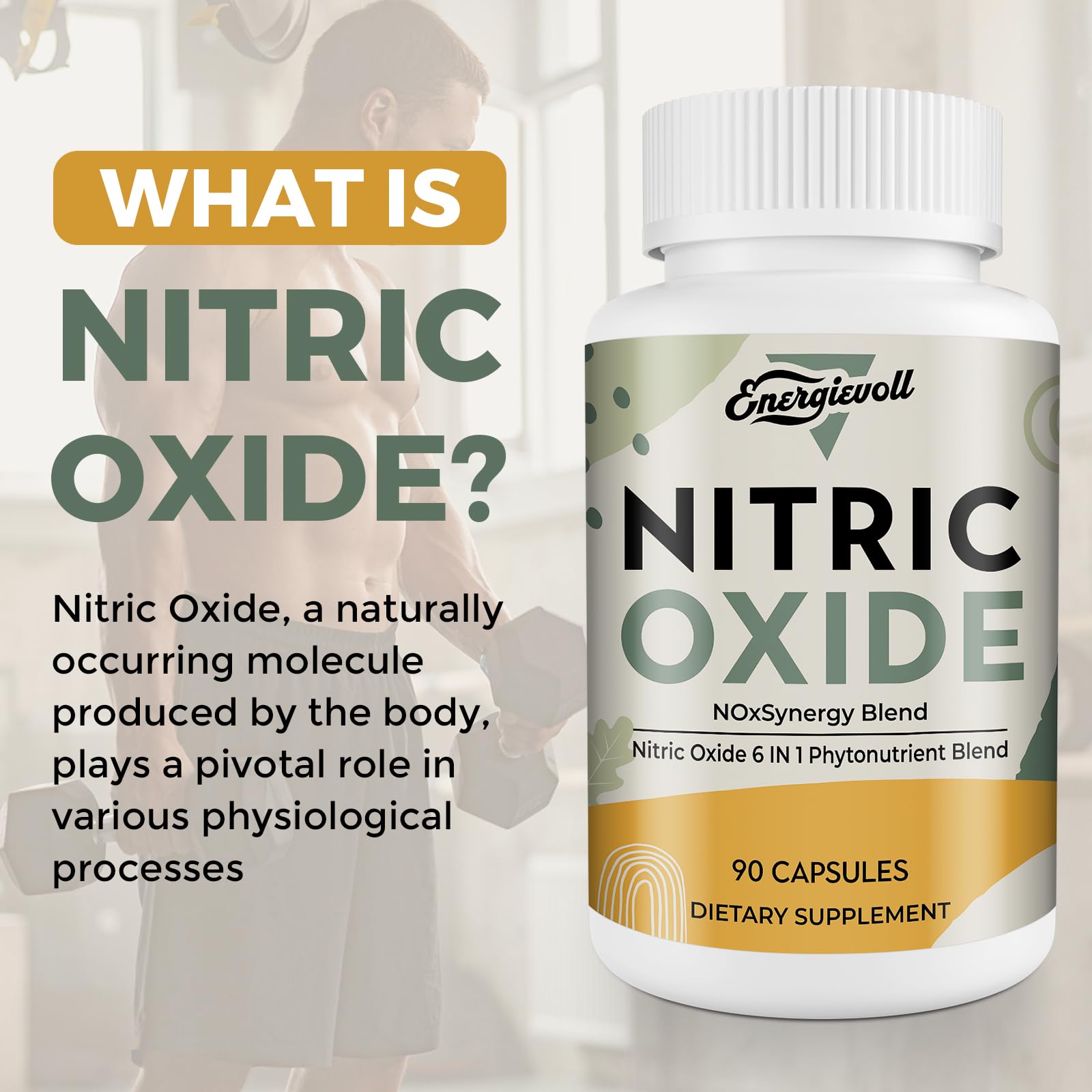 Energievoll Nitric Oxide capsules close up highlighting the phytonutrient blend