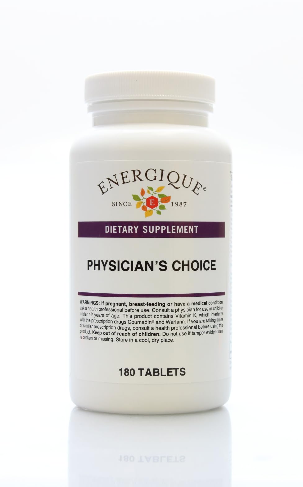 Energique Physician's Choice multivitamin bottle front view, supporting daily wellness.