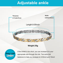 EnerMagiX 316L stainless steel anklet close-up, rust-free and nickel-free for sensitive skin.