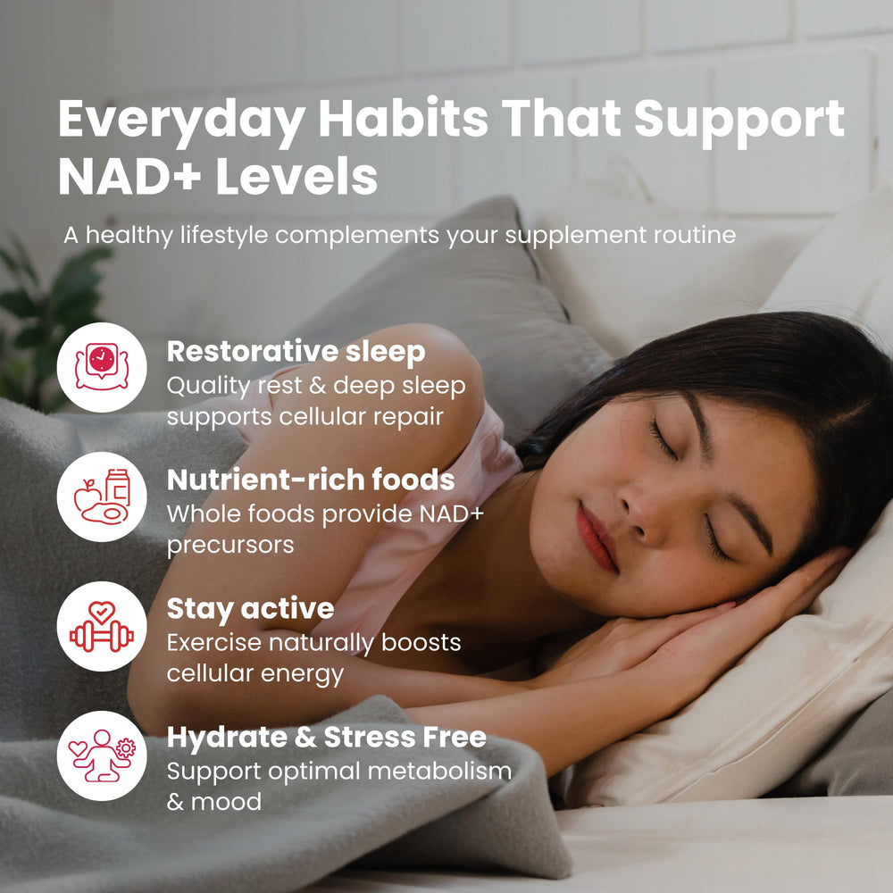 NAD Plus Revive+Immune bottle emphasizes daily energy use.