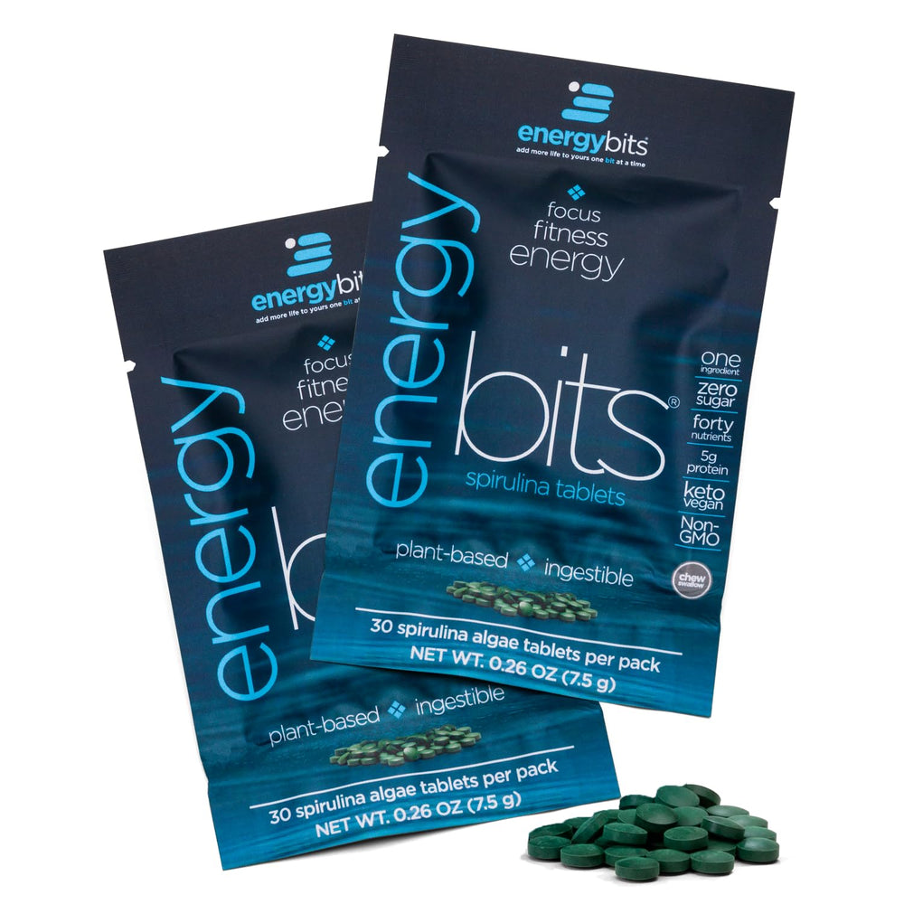 ENERGYBITS spirulina tablets pack for clean energy and plant protein
