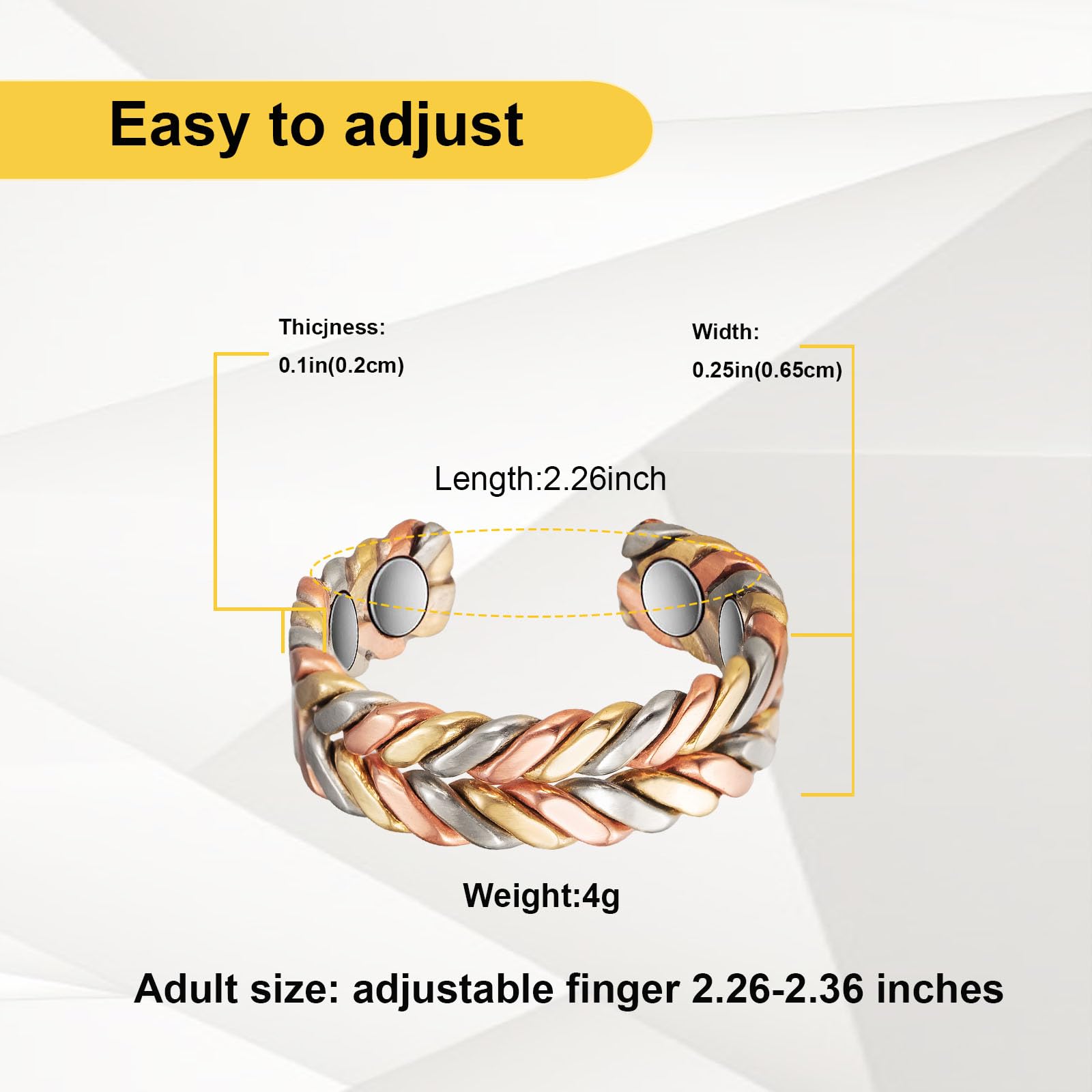 EnerMagiX adjustable copper ring with open design for a comfortable fit