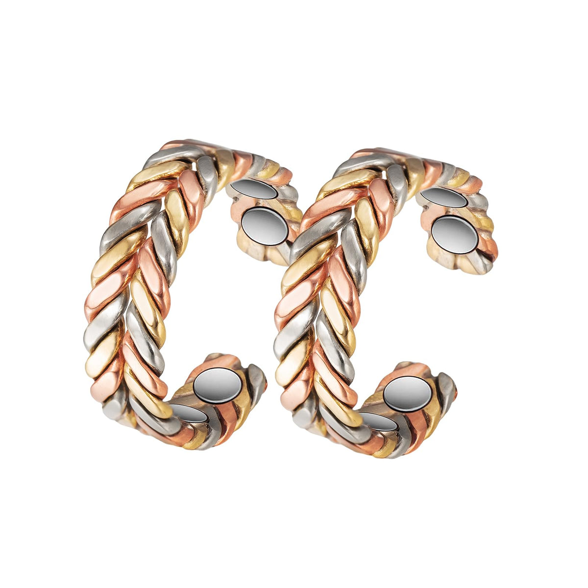 EnerMagiX copper rings set close-up with weave detail for everyday elegance