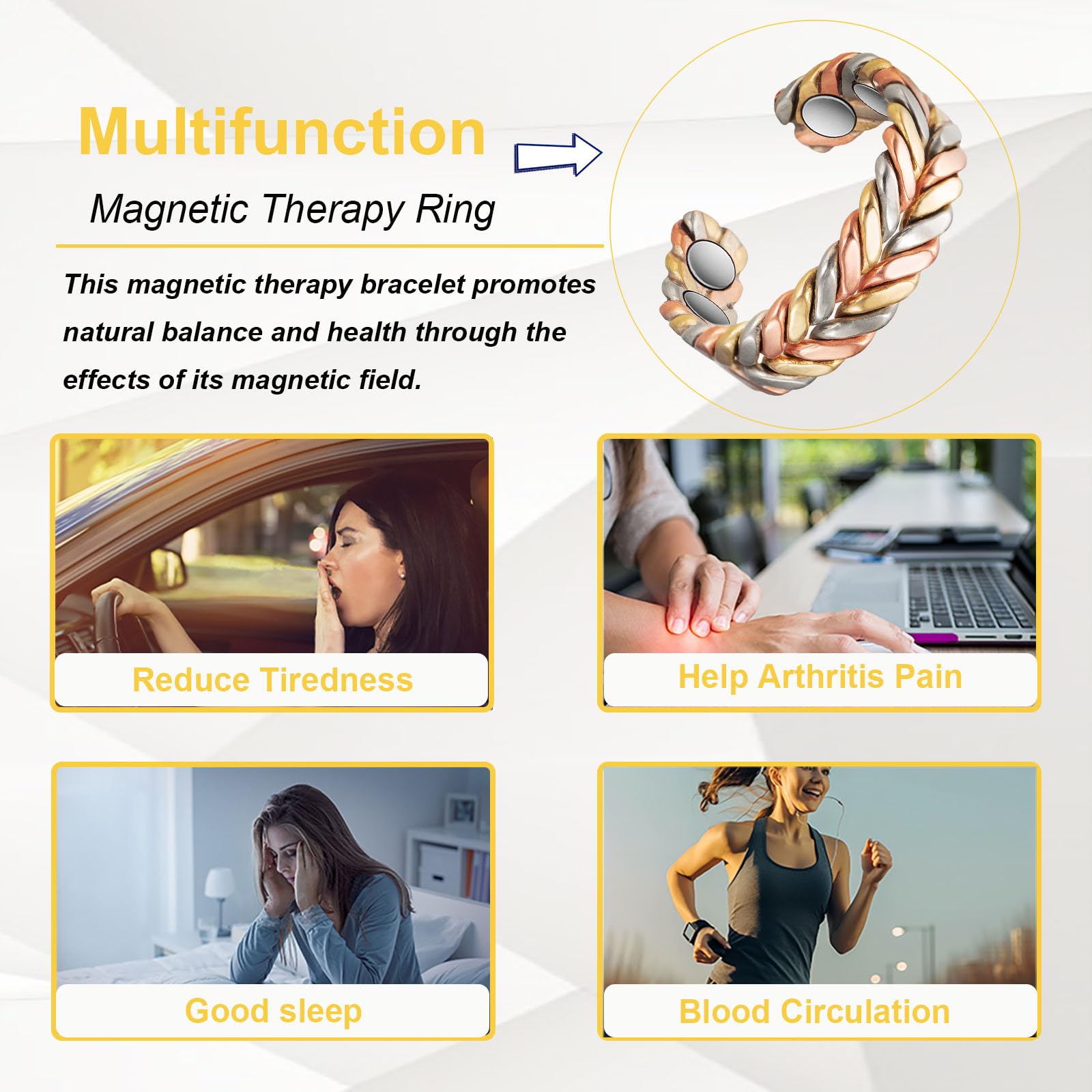 EnerMagiX tricolor gold finish copper jewelry adds stylish flair