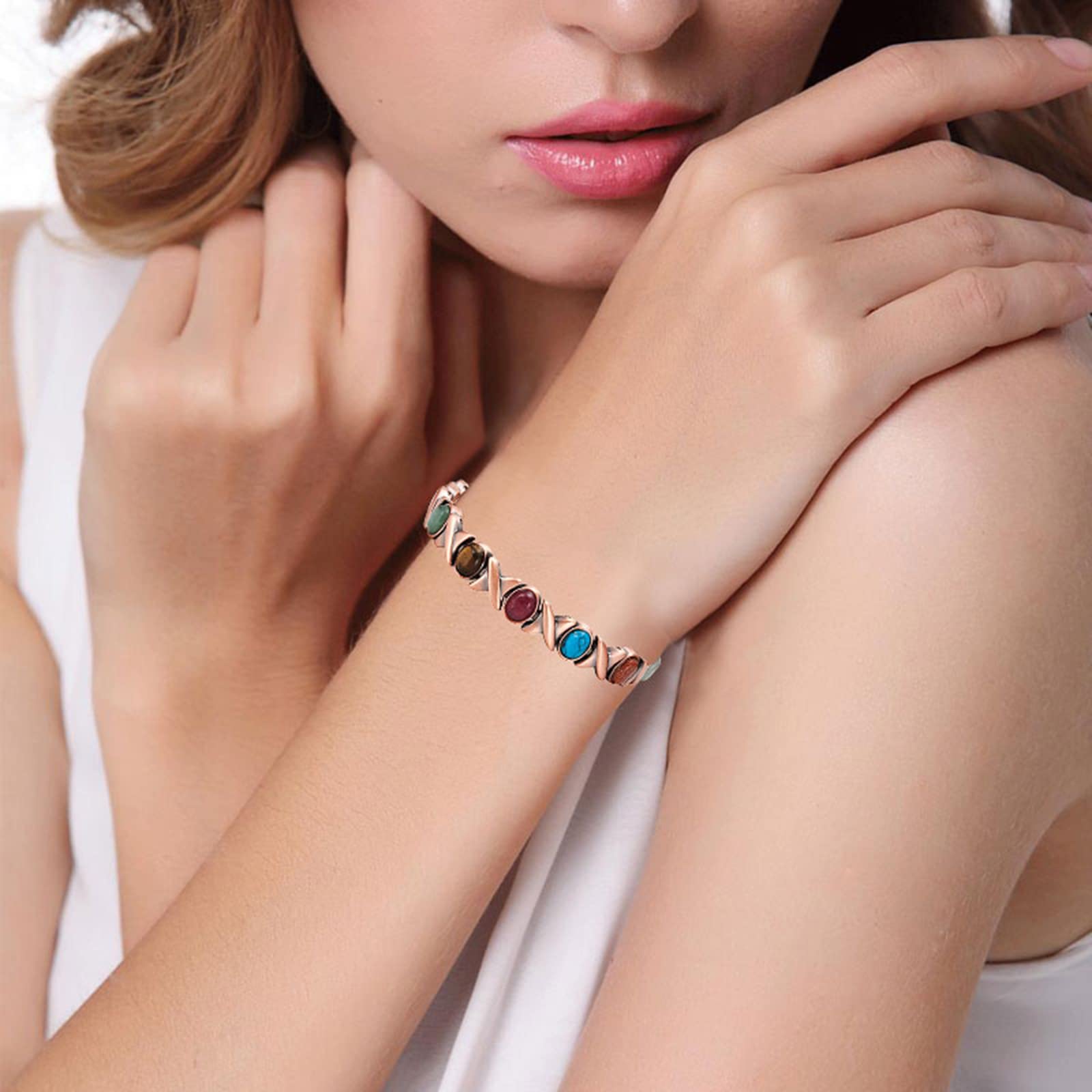 EnerMagiX turquoise-accent bracelet adds refined style to outfits.