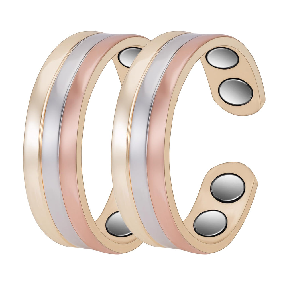 EnerMagiX copper rings for women, magnetic set, close-up, versatile daily styling.