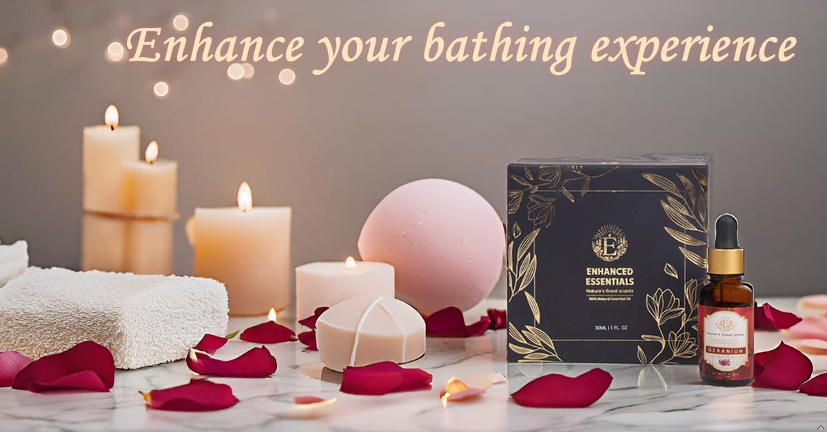 Enhanced Essentials geranium oil for massage promoting relaxation
