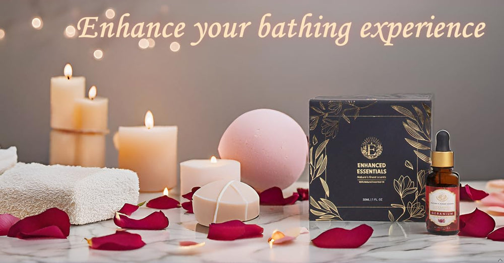 Enhanced Essentials geranium oil for massage promoting relaxation