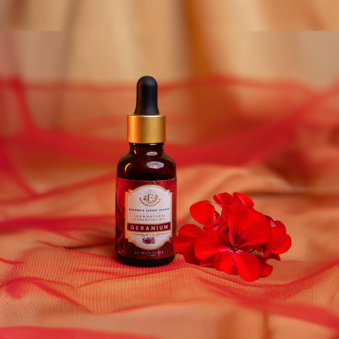 Enhanced Essentials geranium oil dropper for precise skincare and diffusion use