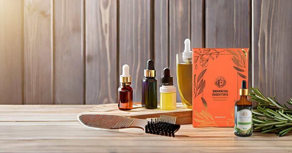 Enhanced Essentials rosemary essential oil for massage—invigorating scent supports muscle relief.
