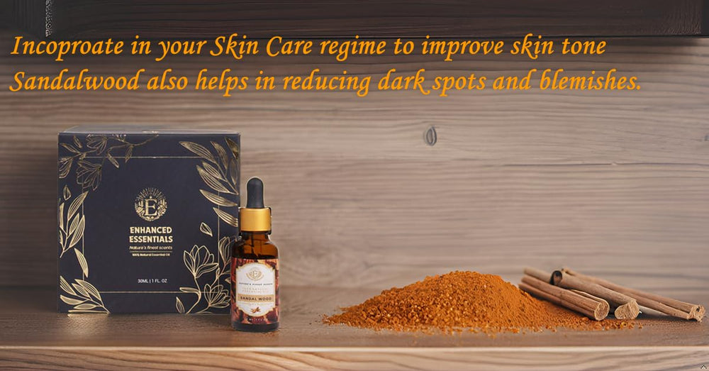 Enhanced Essentials sandalwood oil applied with carrier oil for soothing skin