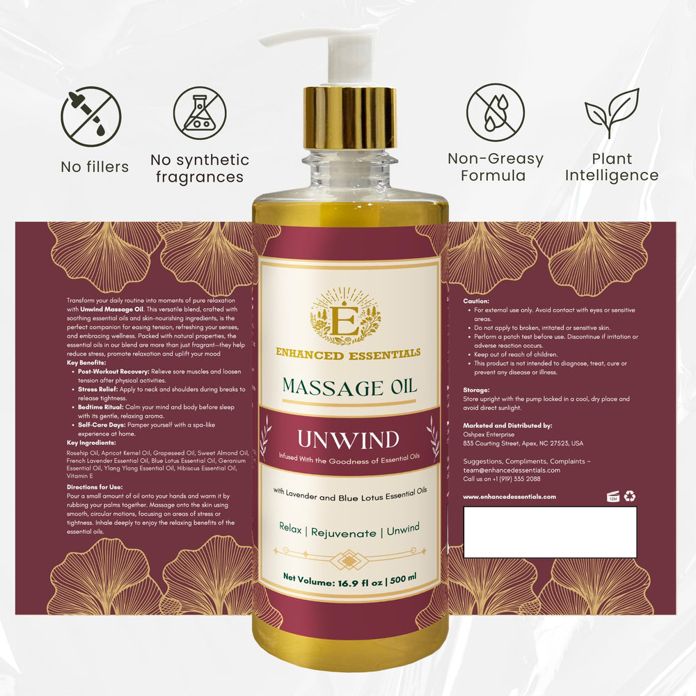 Enhanced Essentials Unwind massage session helps relax tired muscles.