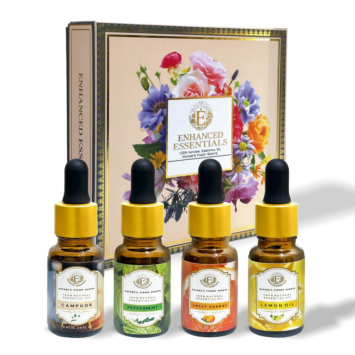 Enhanced Essentials Zesty Freshness Lemon bottle for uplifting aroma in diffusers.