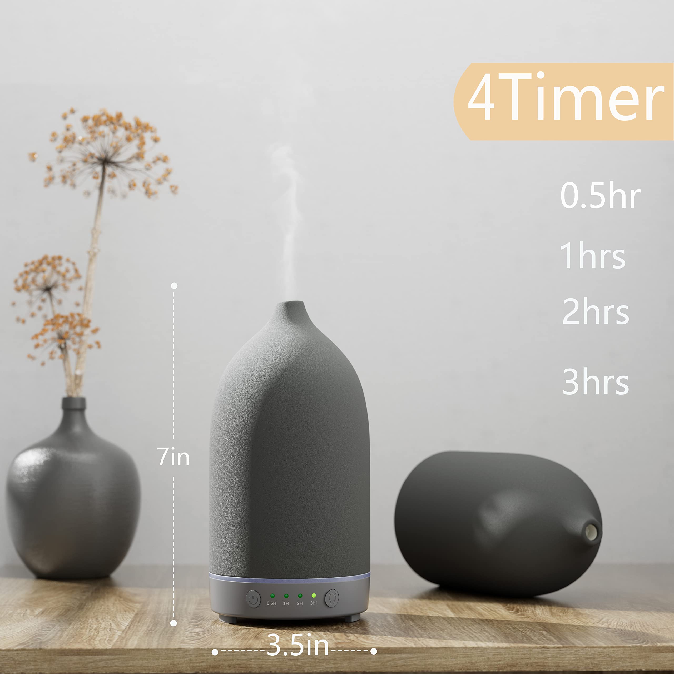 ENILYM diffuser shows timer options to tailor fragrance sessions to your schedule.