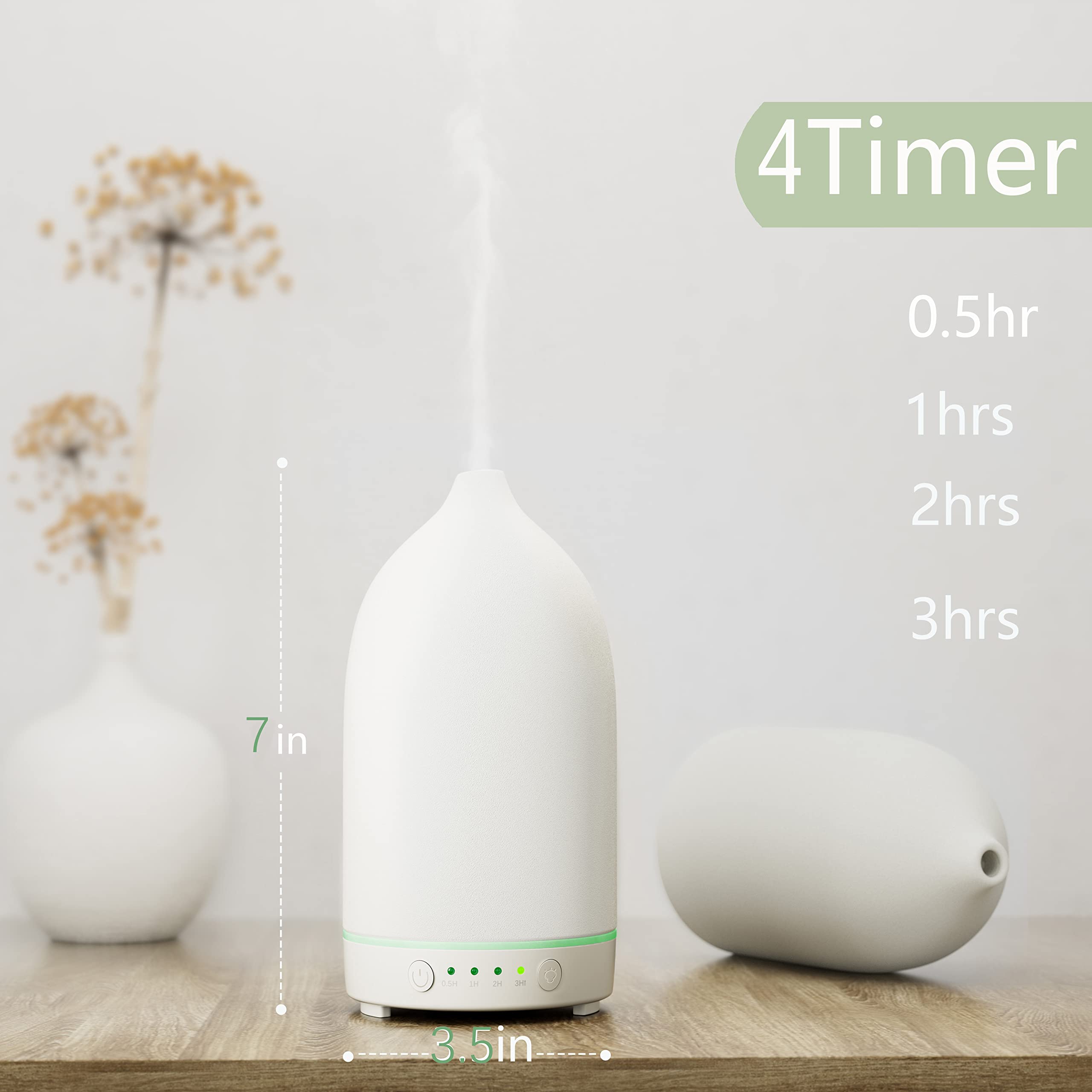 ENILYM essential oil diffuser ceramic white 9-colors night light offers mood options