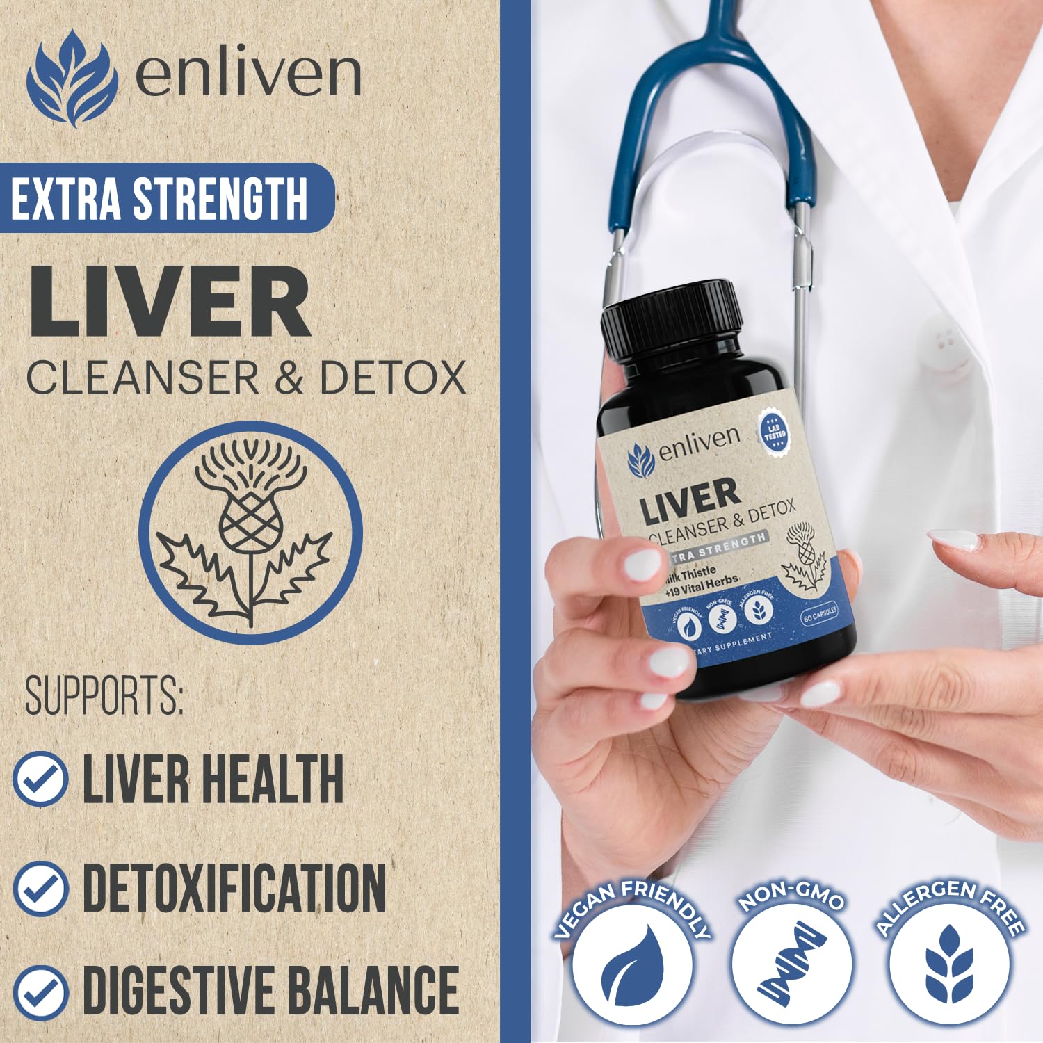 Enliven Milk Thistle capsule; supports healthy liver function.