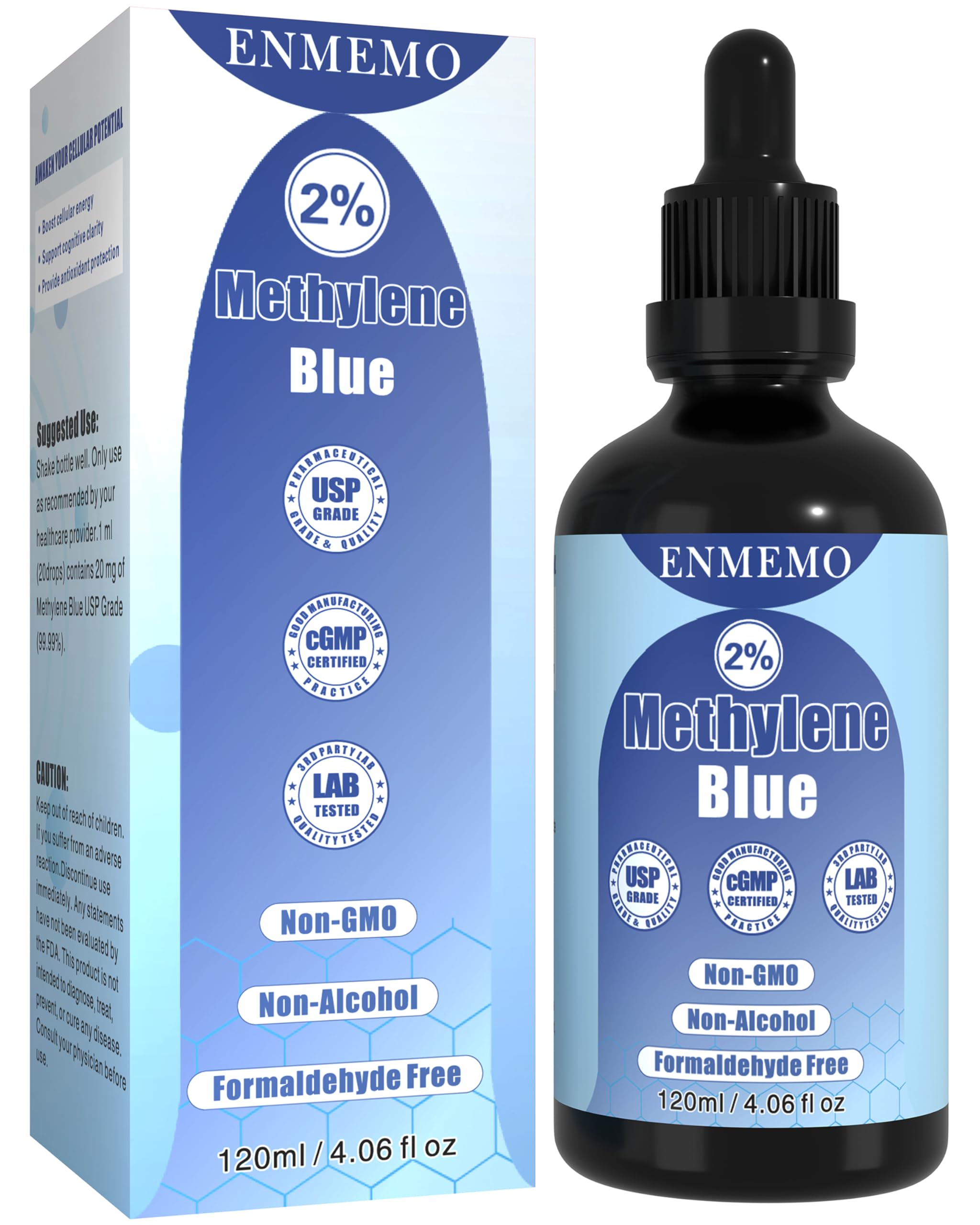 ENMEMO Methylene Blue Drops bottle with label, ideal for histology staining.