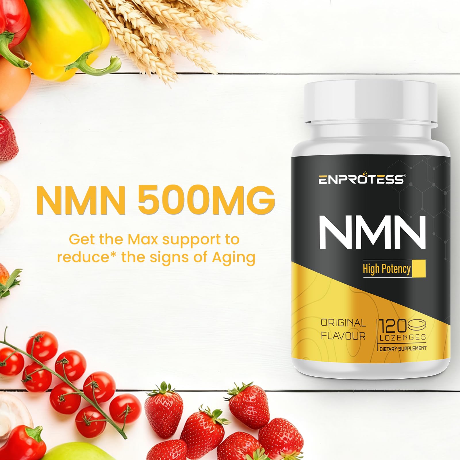 Visual reference to NMN supporting NAD production and cellular health