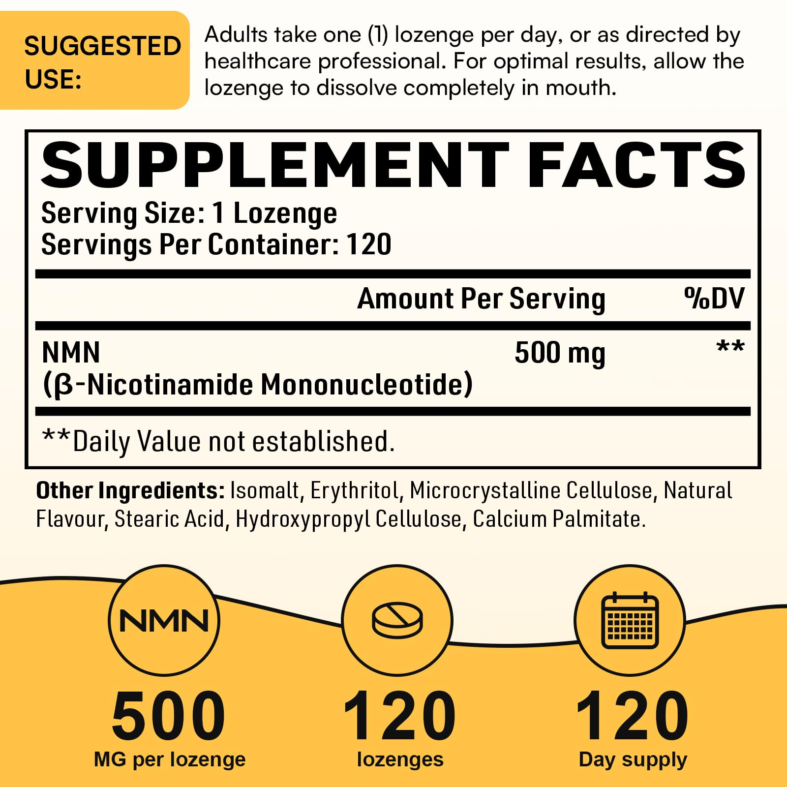 Enprotess NMN lozenges close-up showing smooth texture for easy chewing.