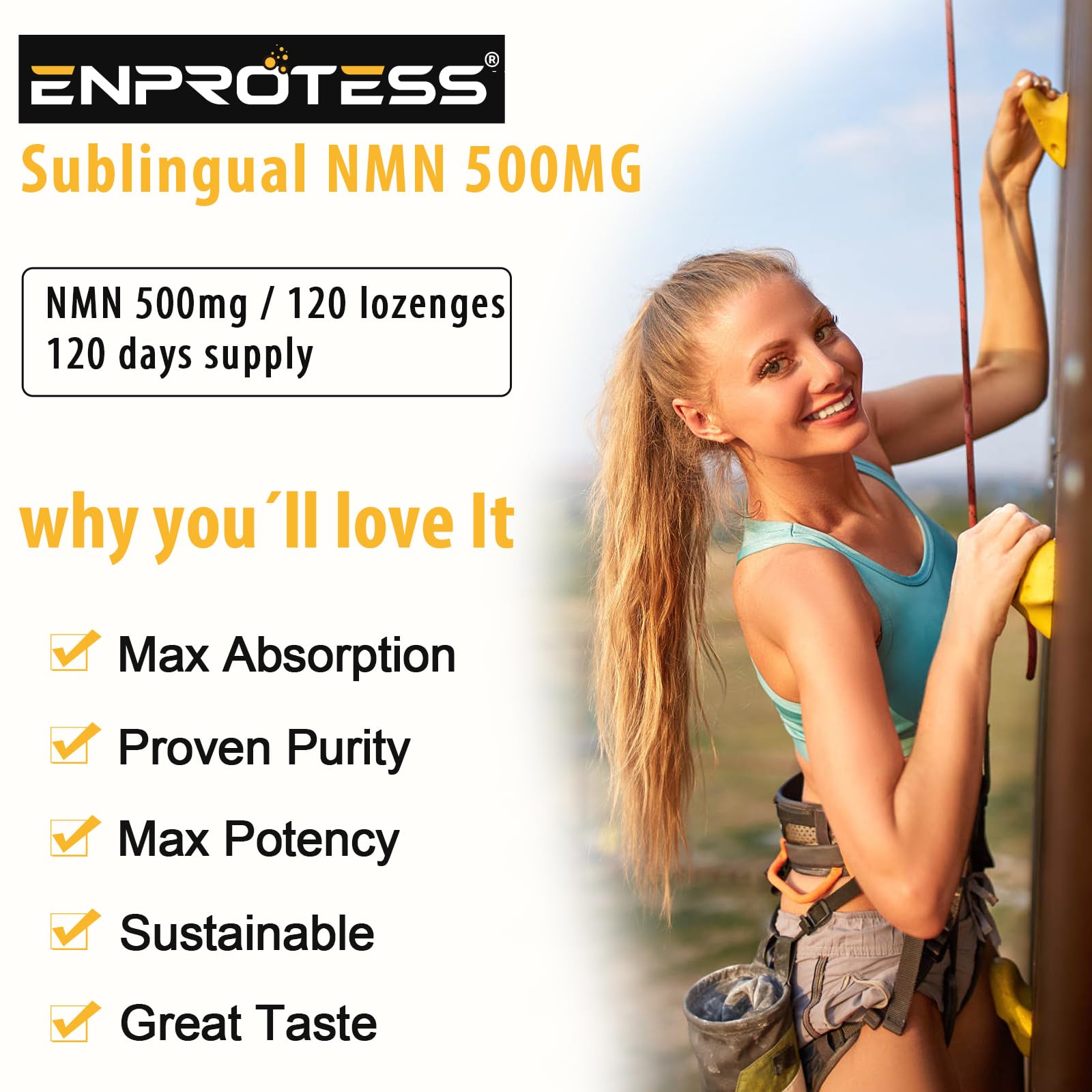 Enprotess NMN packaging on table for daily wellness routine.