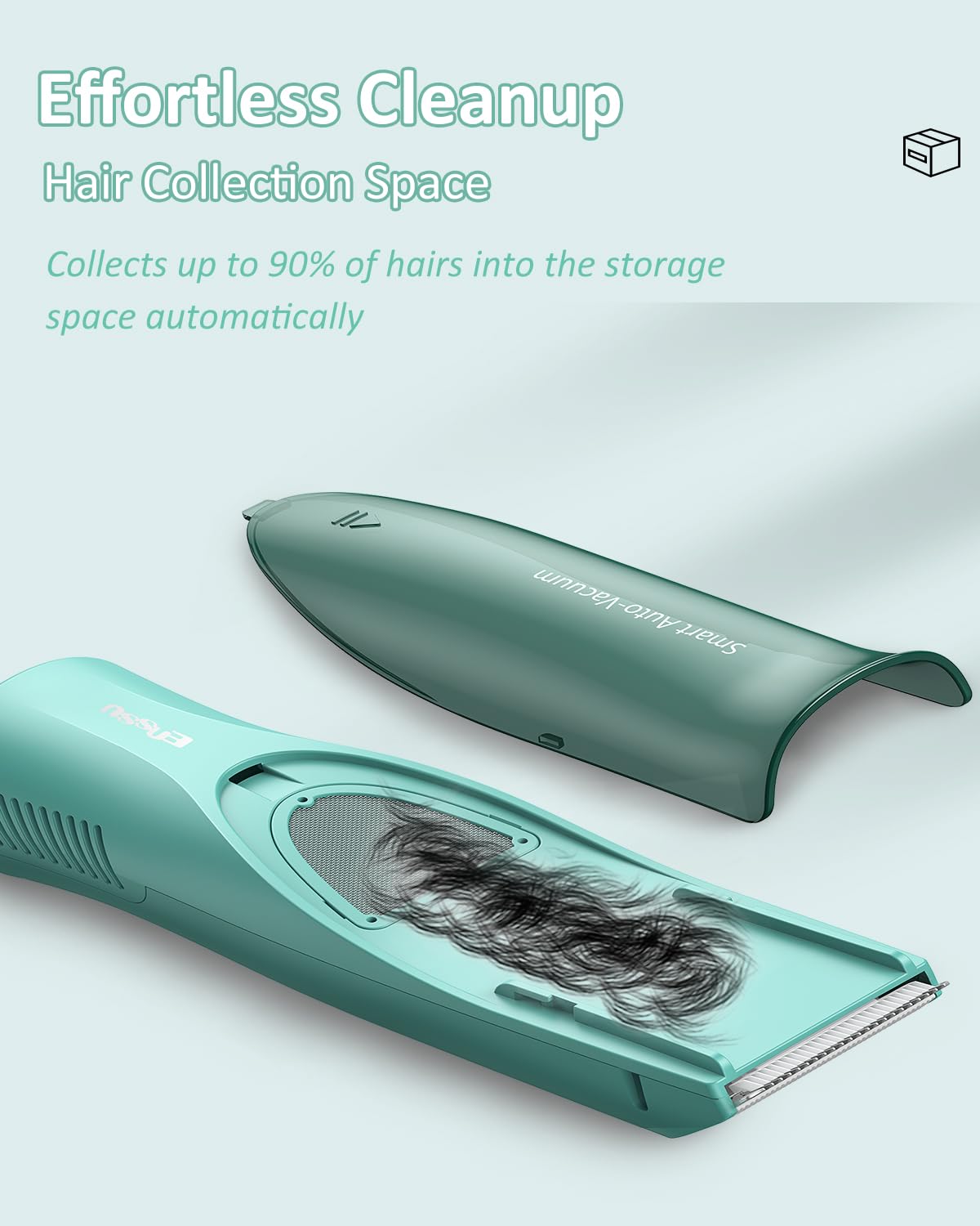 ENSSU vacuum hair collection system visible during trimming